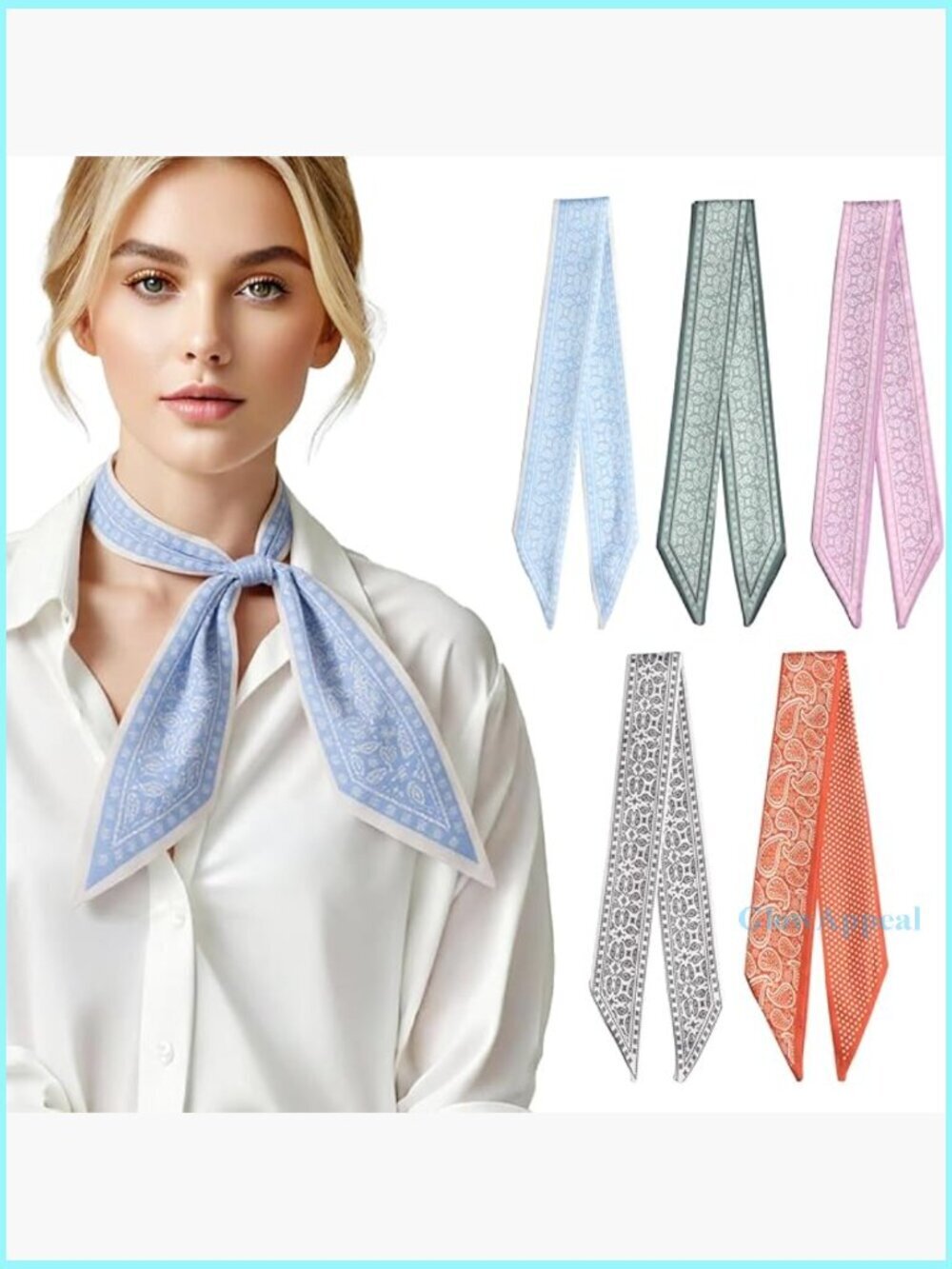 5-Piece Multifunctional Satin Scarves for Hair, Neck, and Bag Accessories